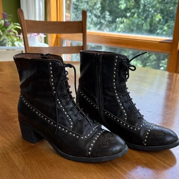 Studded Black Ankle Boots - Picture 2 of 5